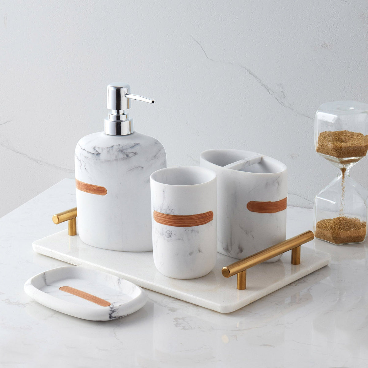 Marble Plaza Bathroom Accessory Set 4-Piece Set