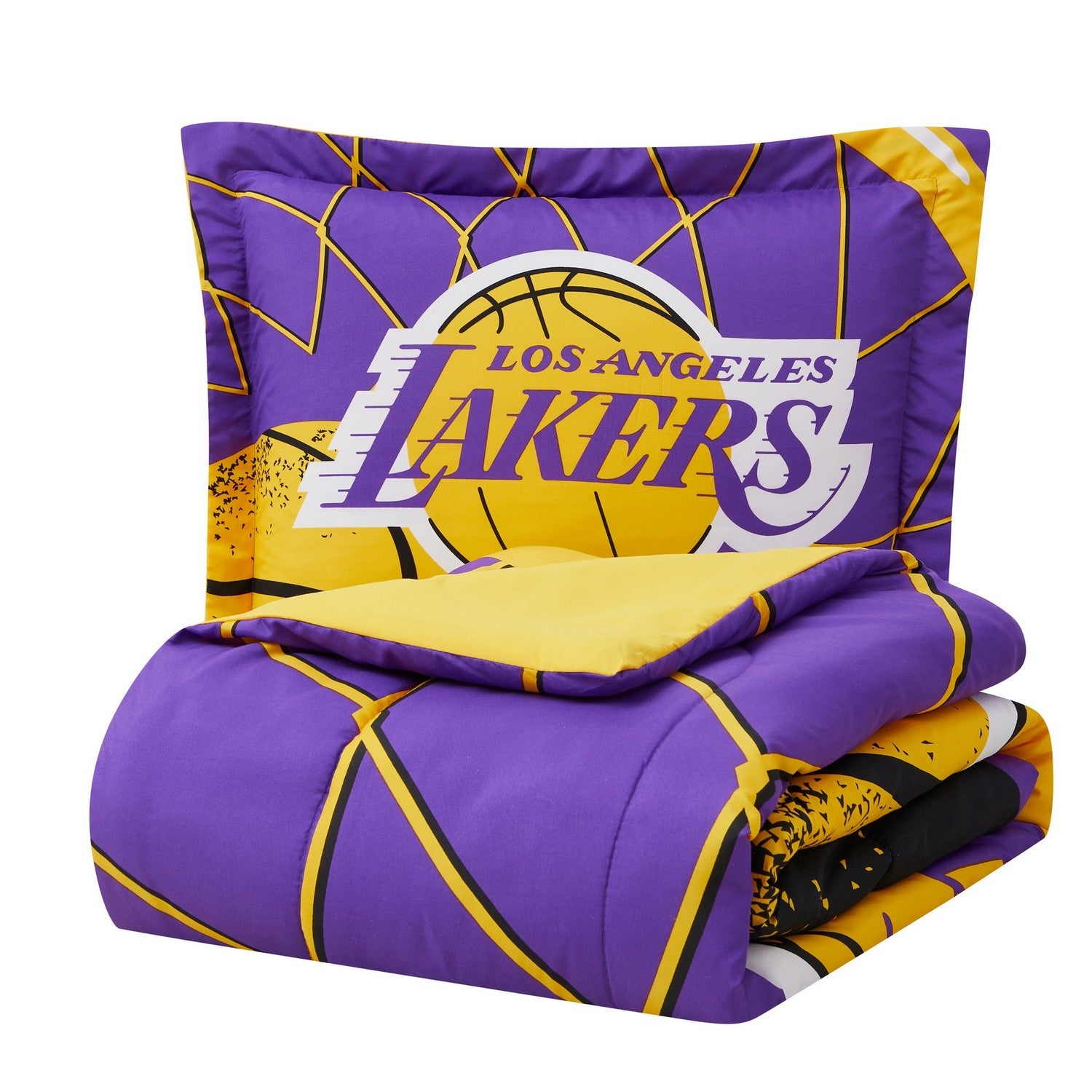 NBA Comforter Sham Set Los Angeles Lakers Folded