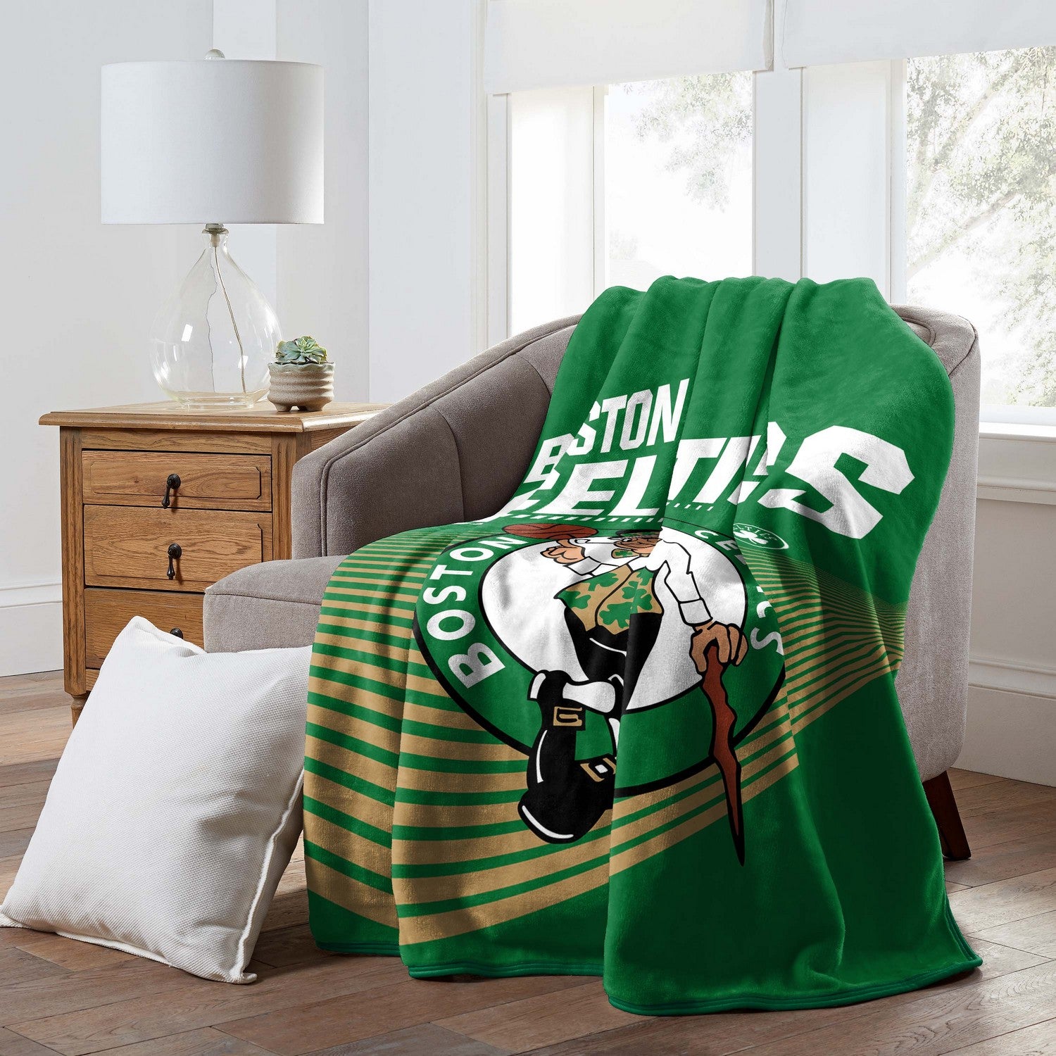NBA Raschel Throw Blanket Boston Celtics Couch