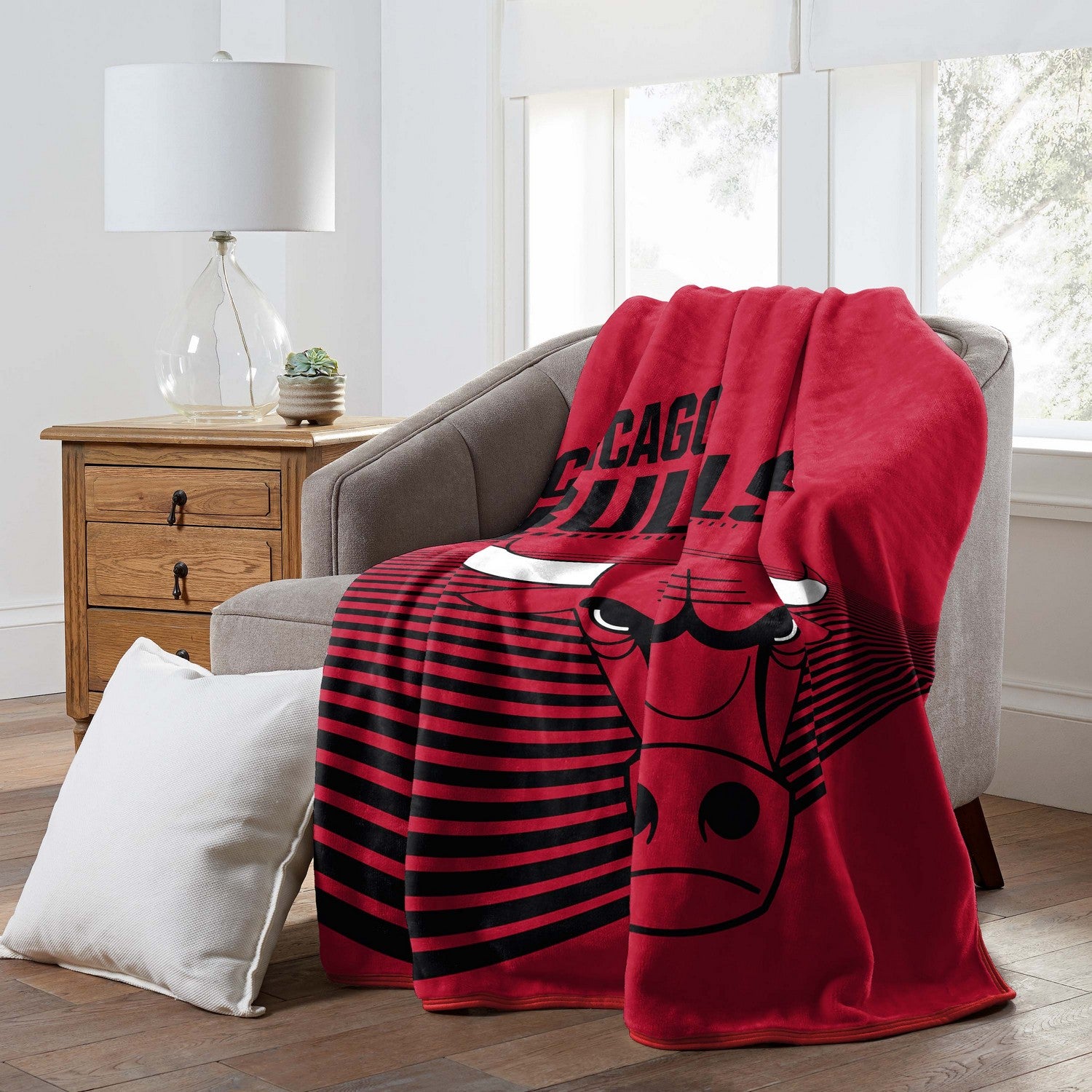 NBA Raschel Throw Blanket Chicago Bulls Couch