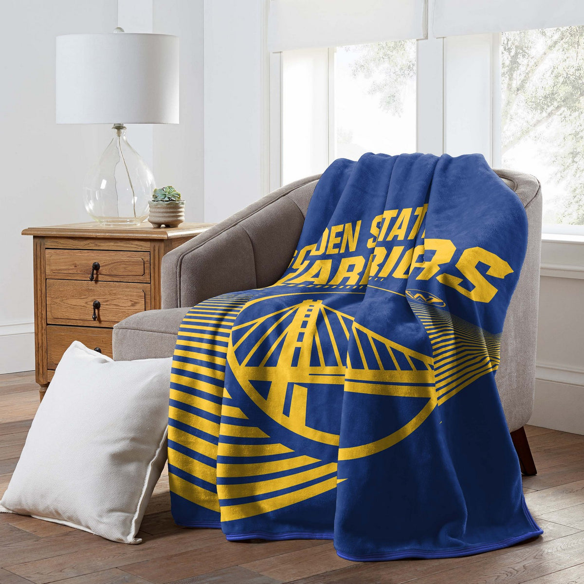 NBA Raschel Throw Blanket Golden State Warriors Couch