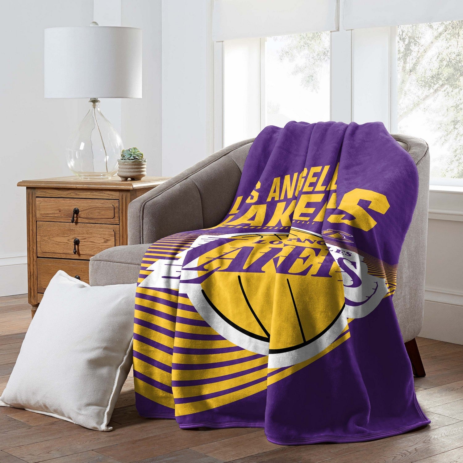 NBA Raschel Throw Blanket Los Angeles Lakers Couch