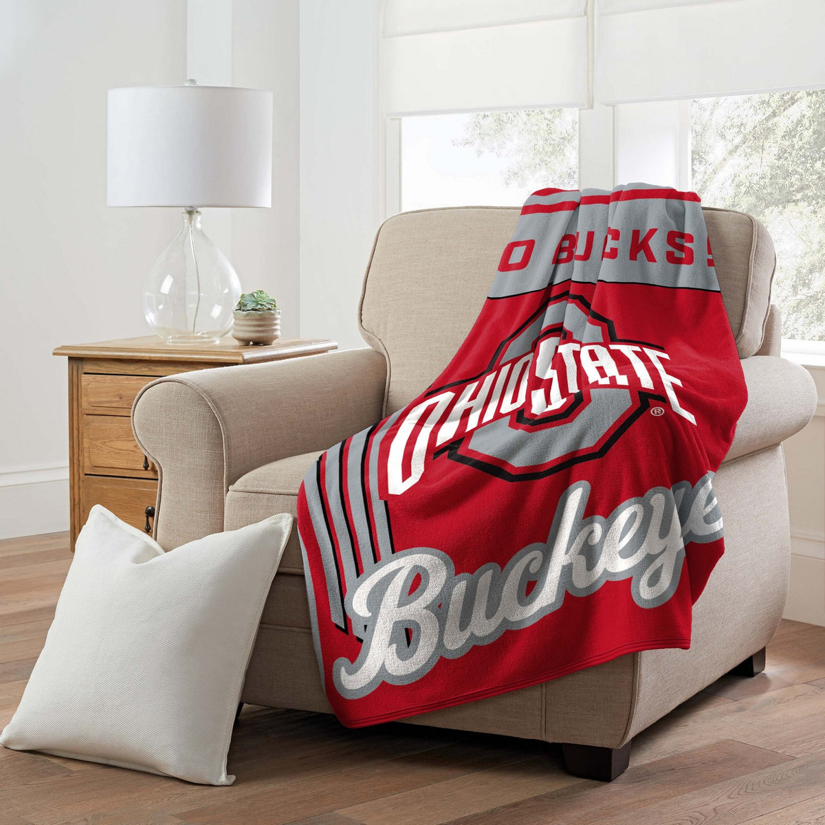 NCAA Raschel Throw Blanket Ohio State Buckeyes Couch