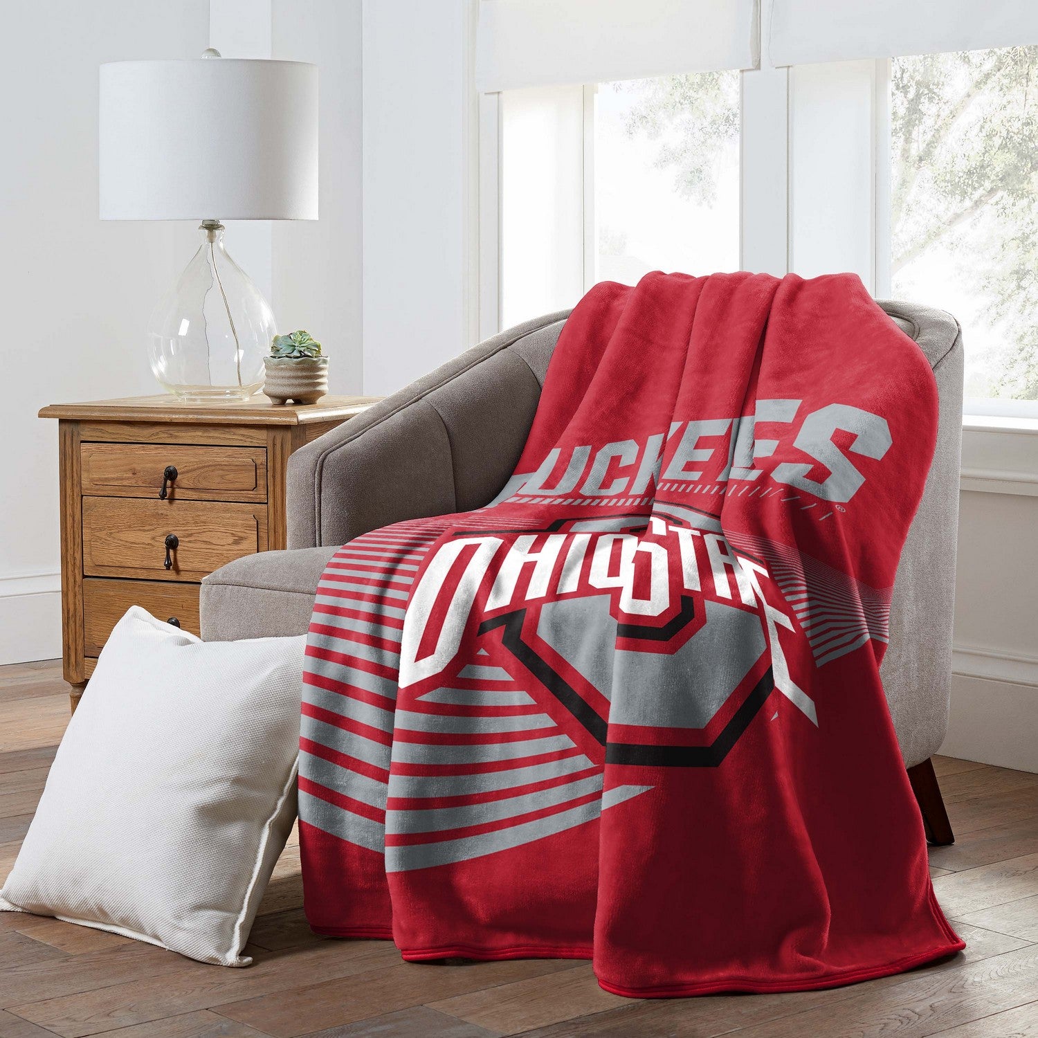 NCAA Raschel Throw Blanket Ohio State Buckeyes Couch