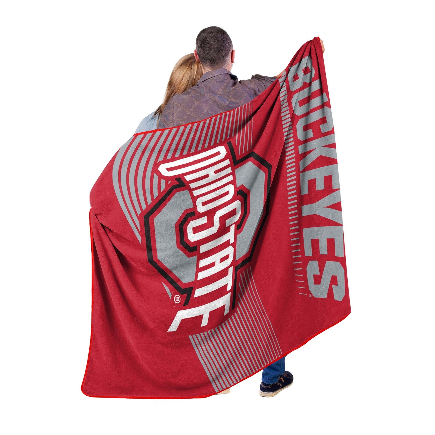 NCAA Raschel Throw Blanket Ohio State Buckeyes Models