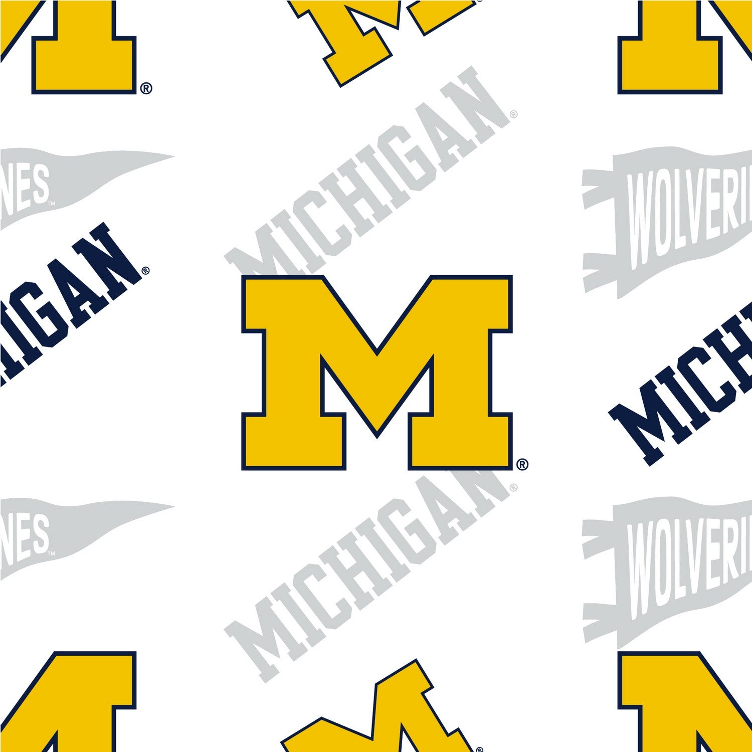 University of Michigan Wolverines Football Crescent Basic Cotton Short Sleeve T-Shirt in Blue | Size: Large | by Underground Printing