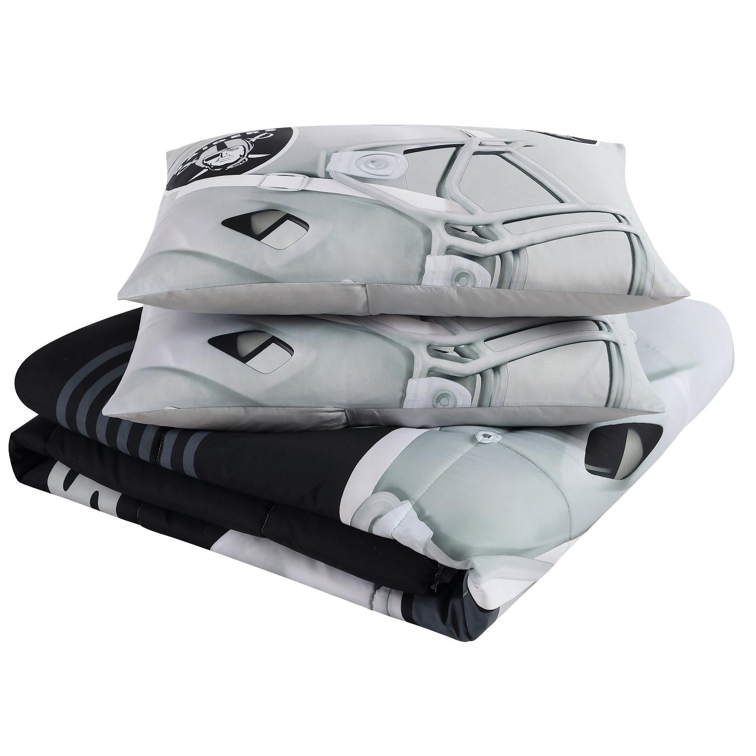 Las Vegas Raiders NFL Officially Licensed 3-Piece Comforter Set - Folded