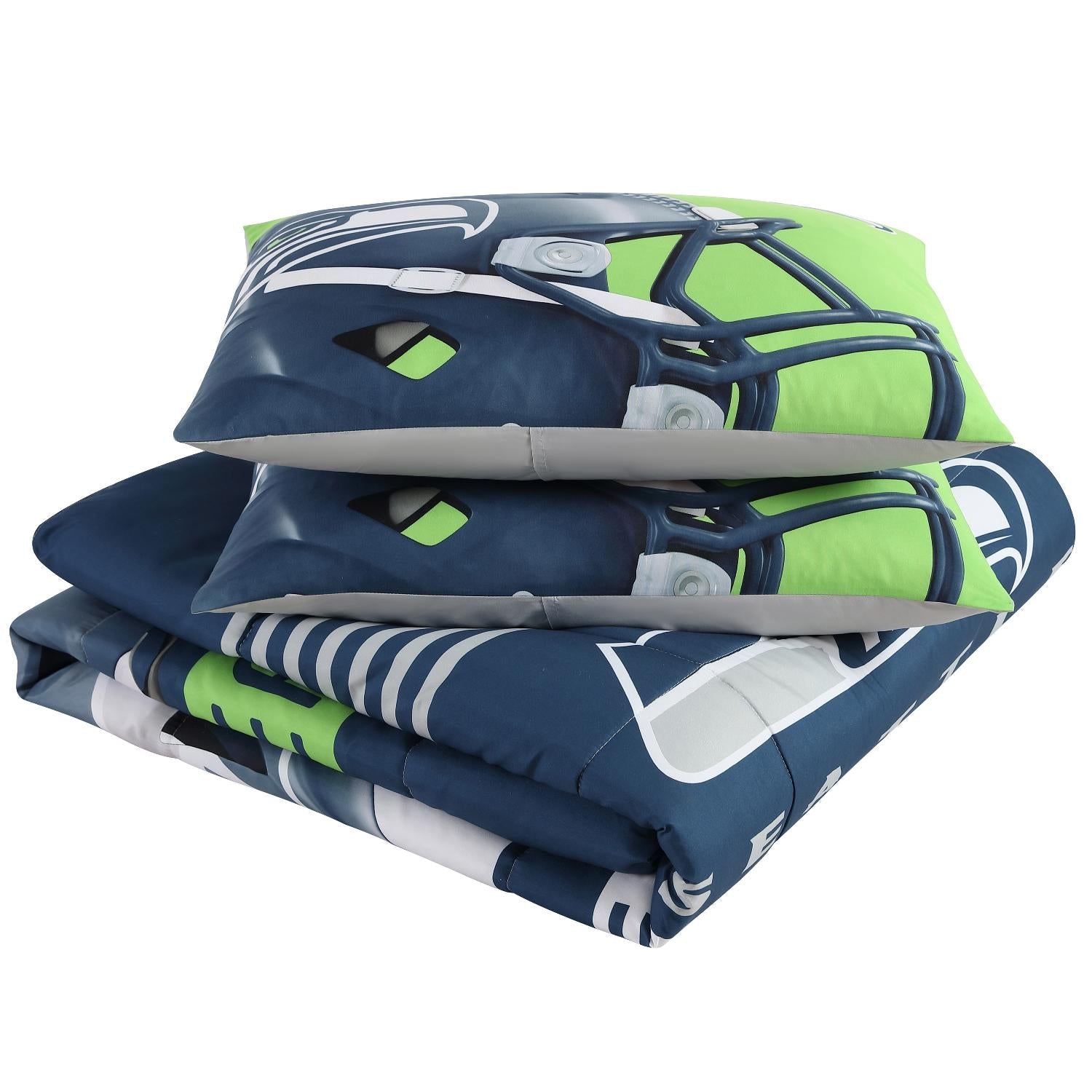 Seattle Seahawks NFL Officially Licensed 3-Piece Comforter Set - Folded