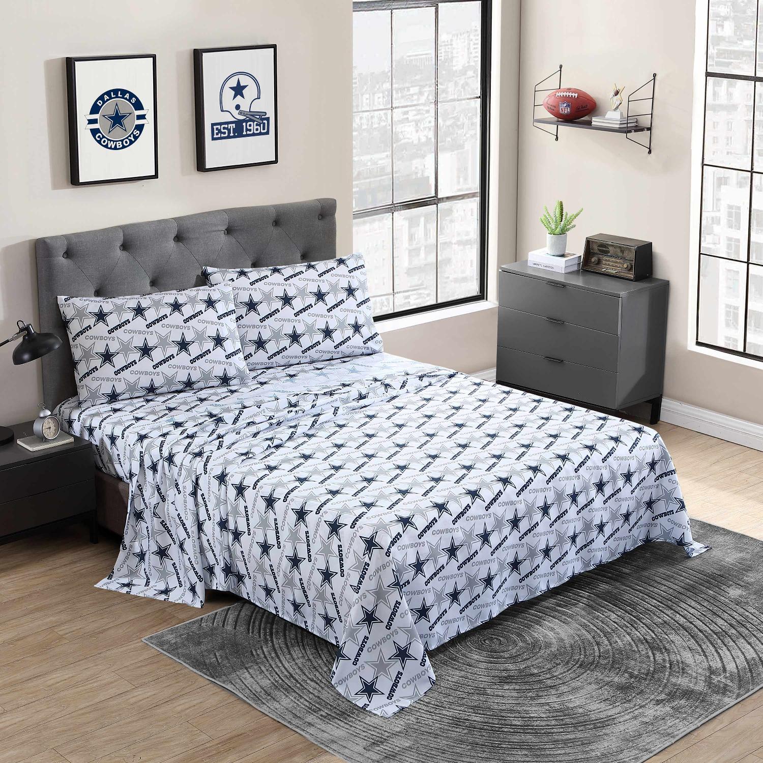 Dallas Cowboys NFL Officially Licensed 4-Piece Sheet Set - Bed
