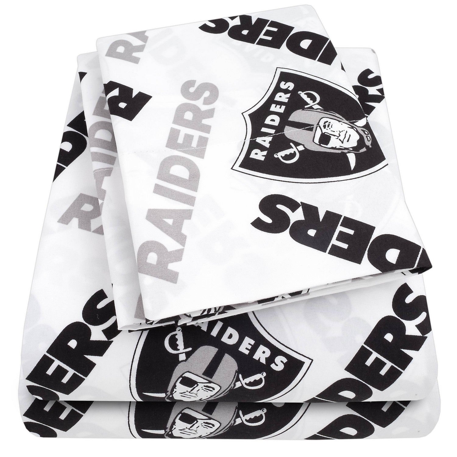 Las Vegas Raiders NFL Officially Licensed 4-Piece Sheet Set - Folded
