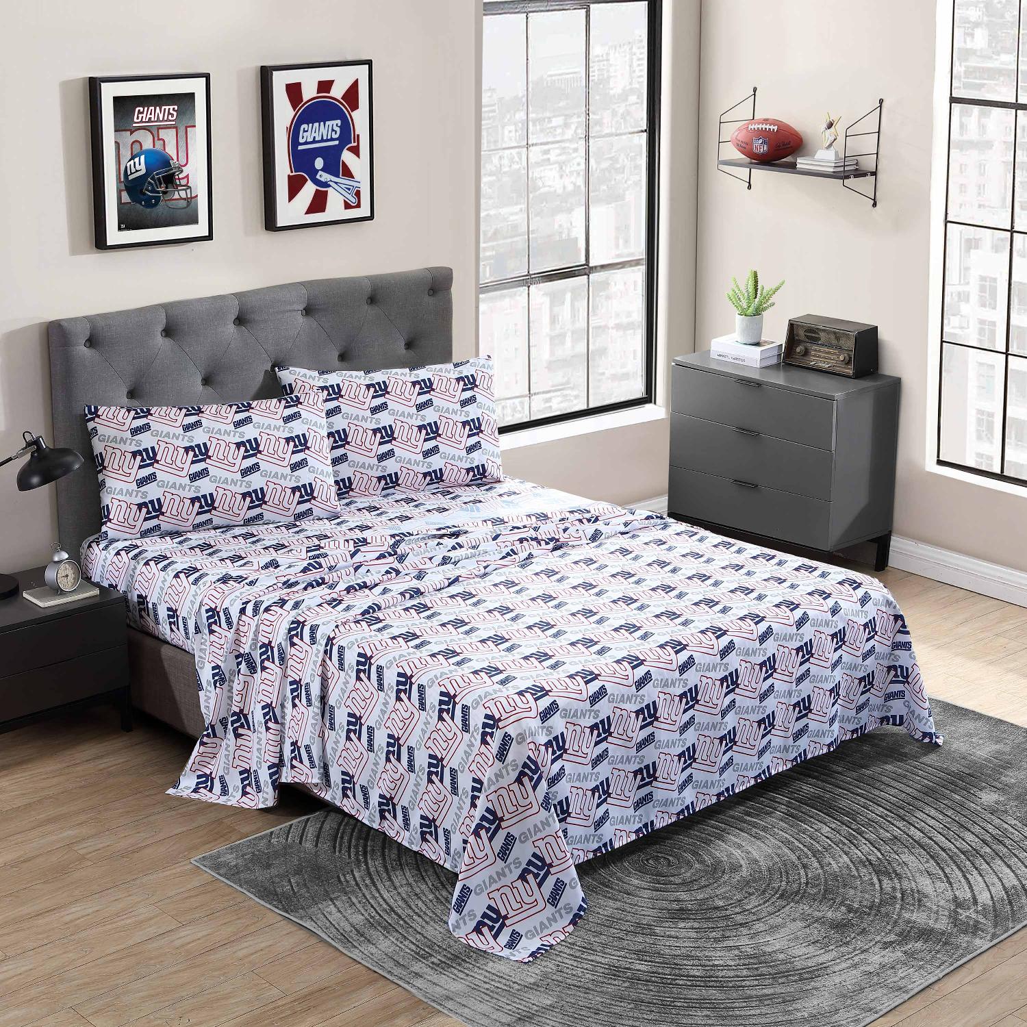 New York Giants NFL Officially Licensed 4-Piece Sheet Set - Bed