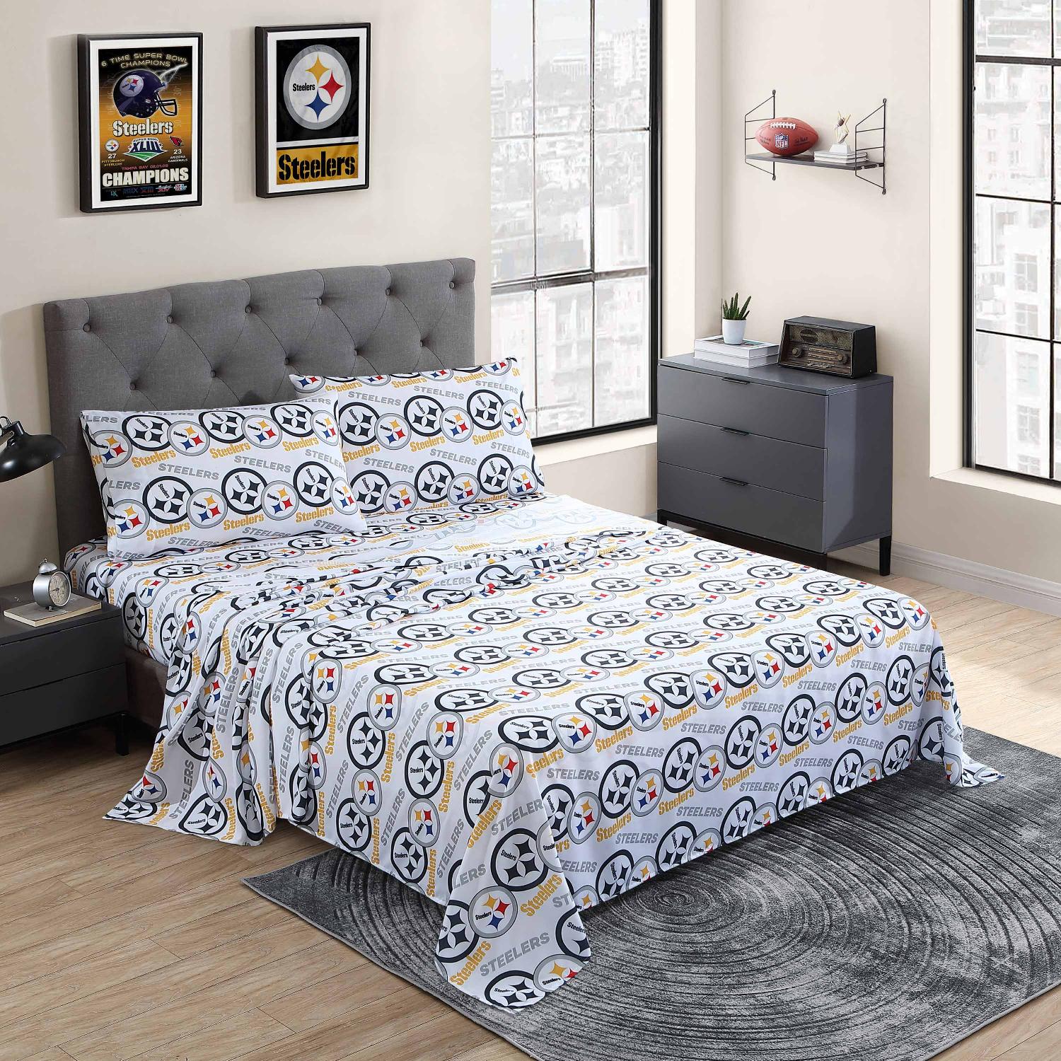 Pittsburgh Steelers NFL Officially Licensed 4-Piece Sheet Set - Bed