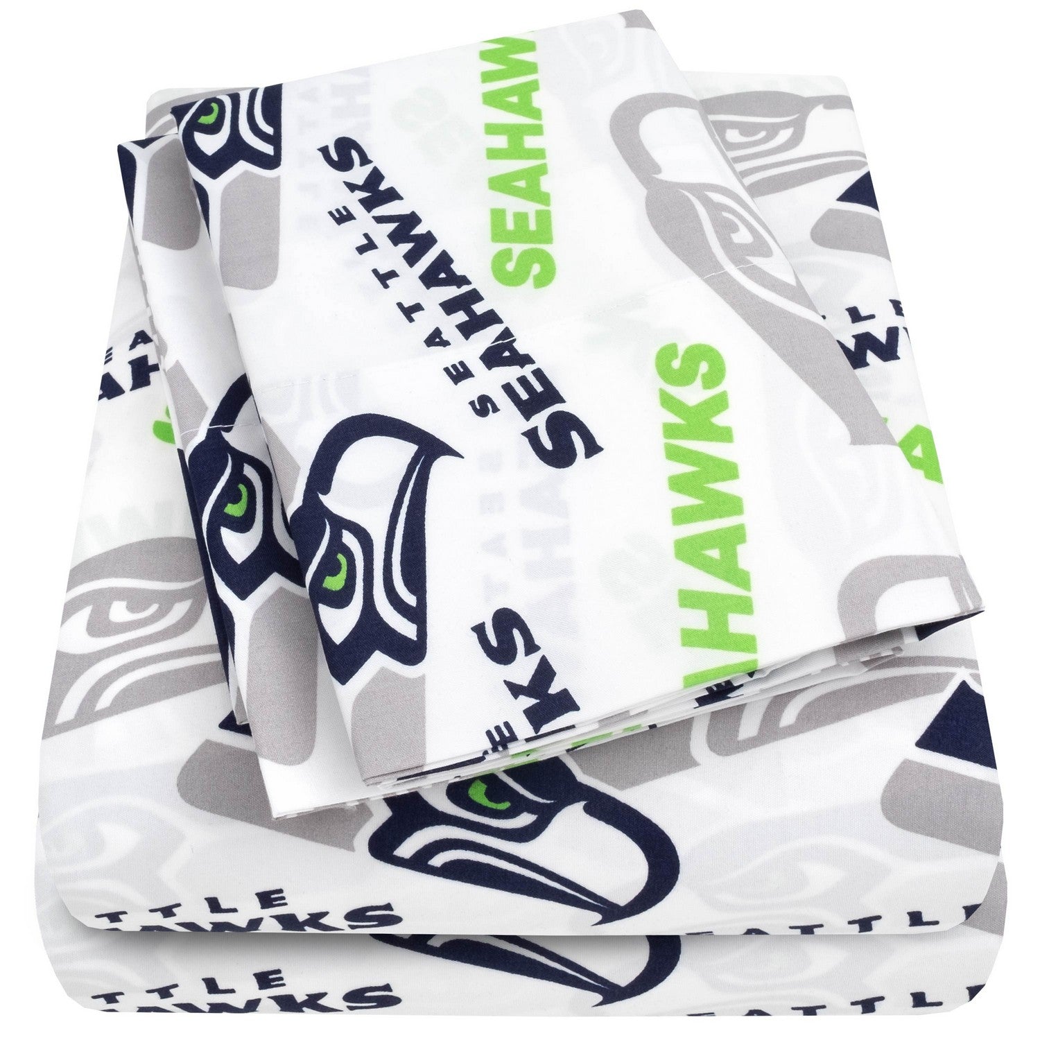 Seattle Seahawks NFL Officially Licensed 4-Piece Sheet Set - Folded