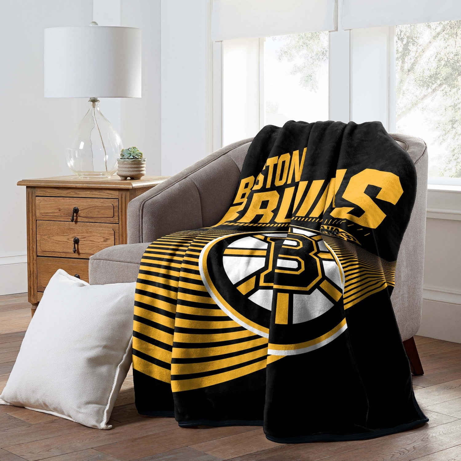 NHL Raschel Throw Blanket Boston Bruins Couch