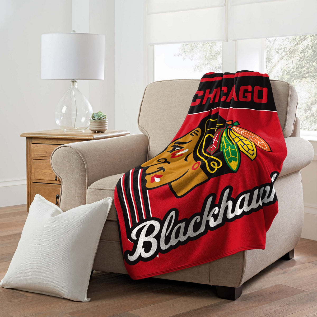 NHL Throw Blanket Chicago Blackhawks Couch