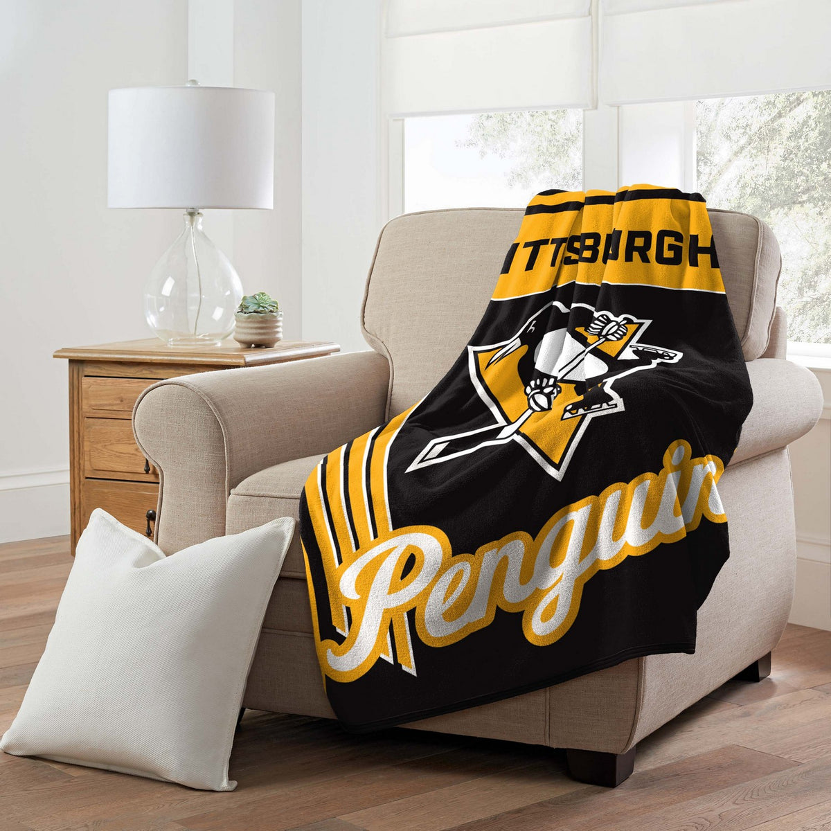 NHL Throw Blanket Pittsburgh Penguins Couch