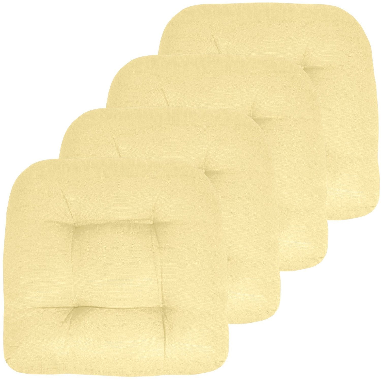 Patio Seat Cushion Set Yellow 4-Pack
