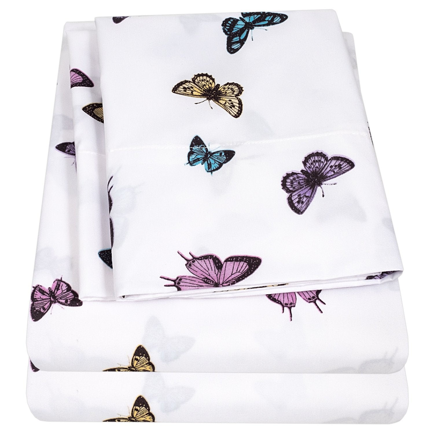 Printed Kids Bed Sheet Set (Butterflies) - Folded