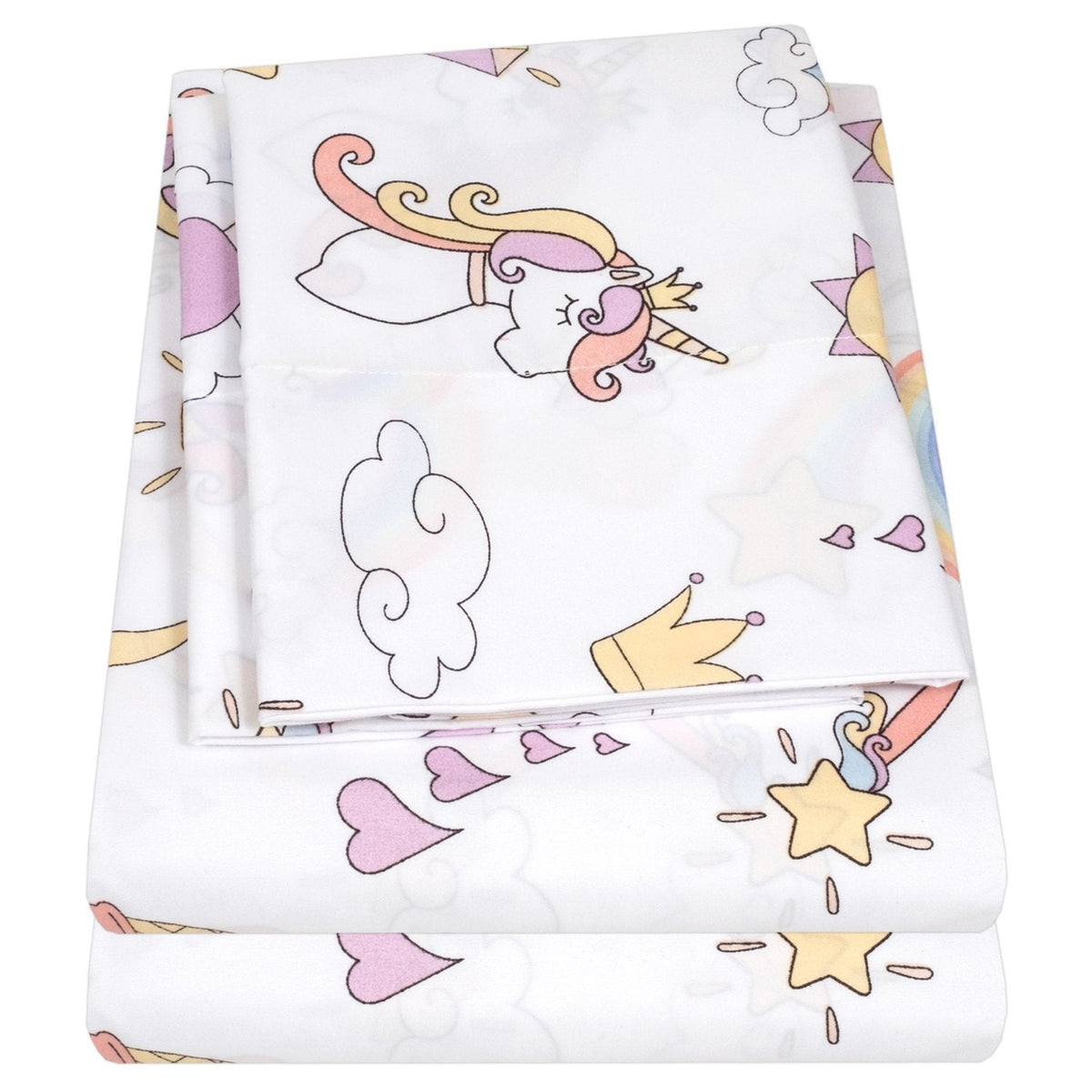 Printed Kids Bed Sheet Set (Magical Unicorn) - Folded