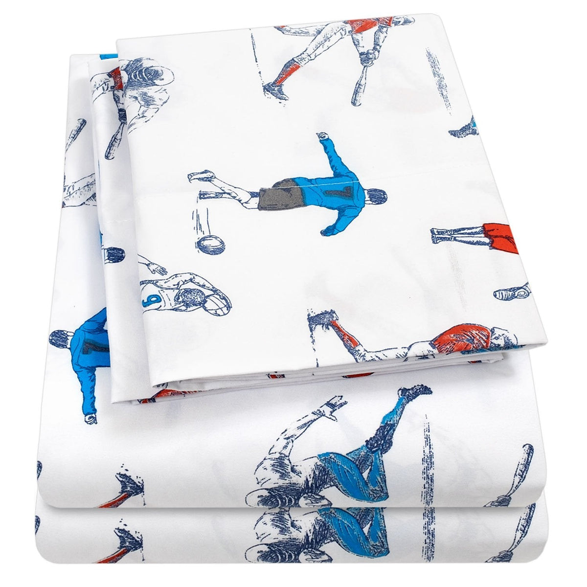Printed Kids Bed Sheet Set (Sports) - Folded