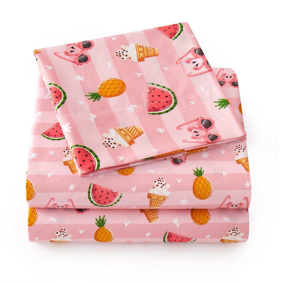 Printed Kids Bed Sheet Set (Sweet Summer) - Folded