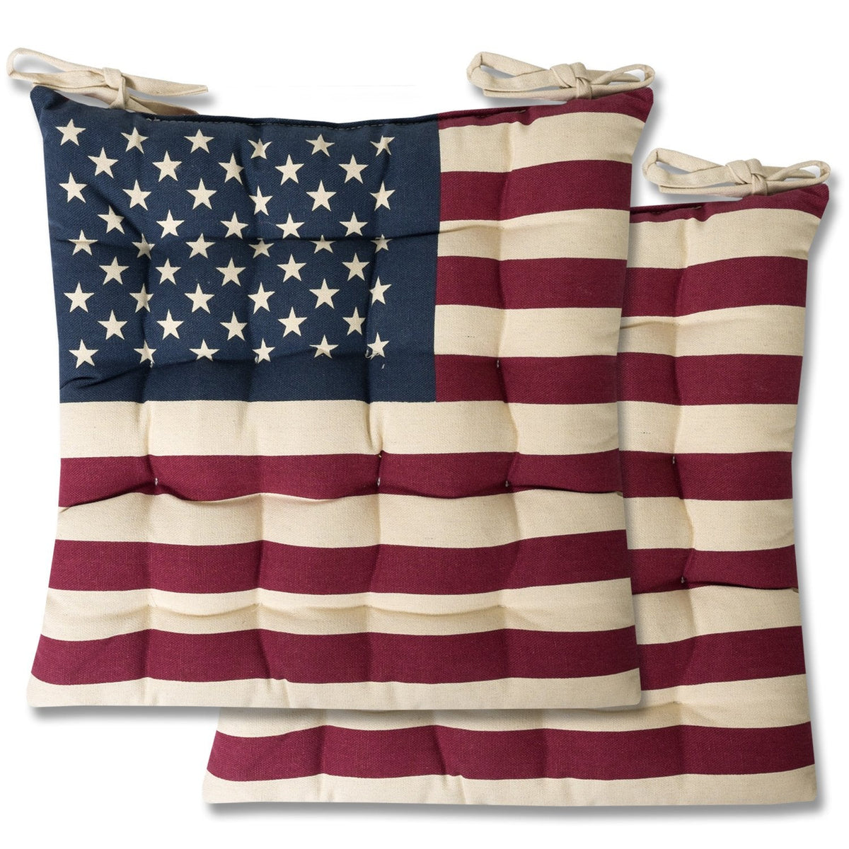 Tufted Chair Cushion Set American Flag 2-Pack