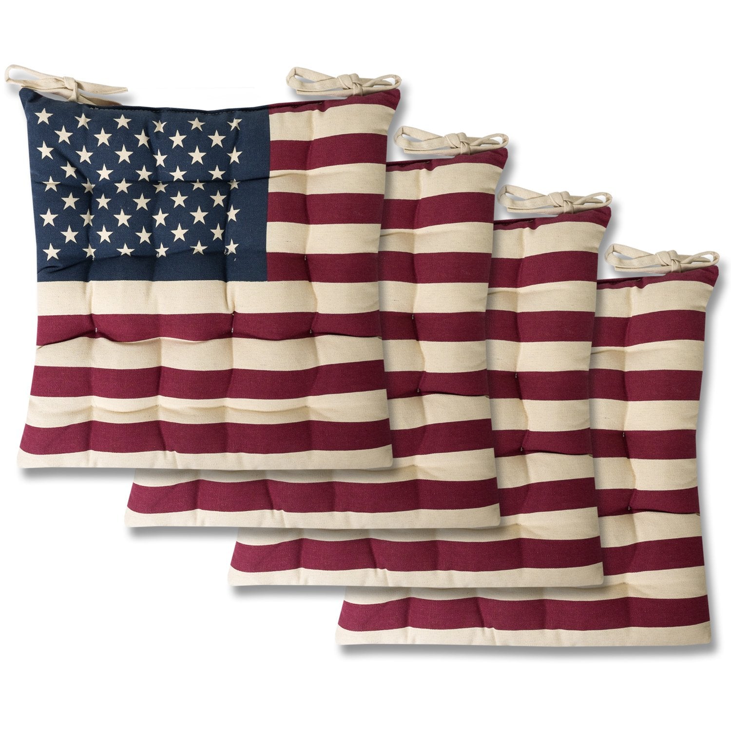 Tufted Chair Cushion Set American Flag 4-Pack
