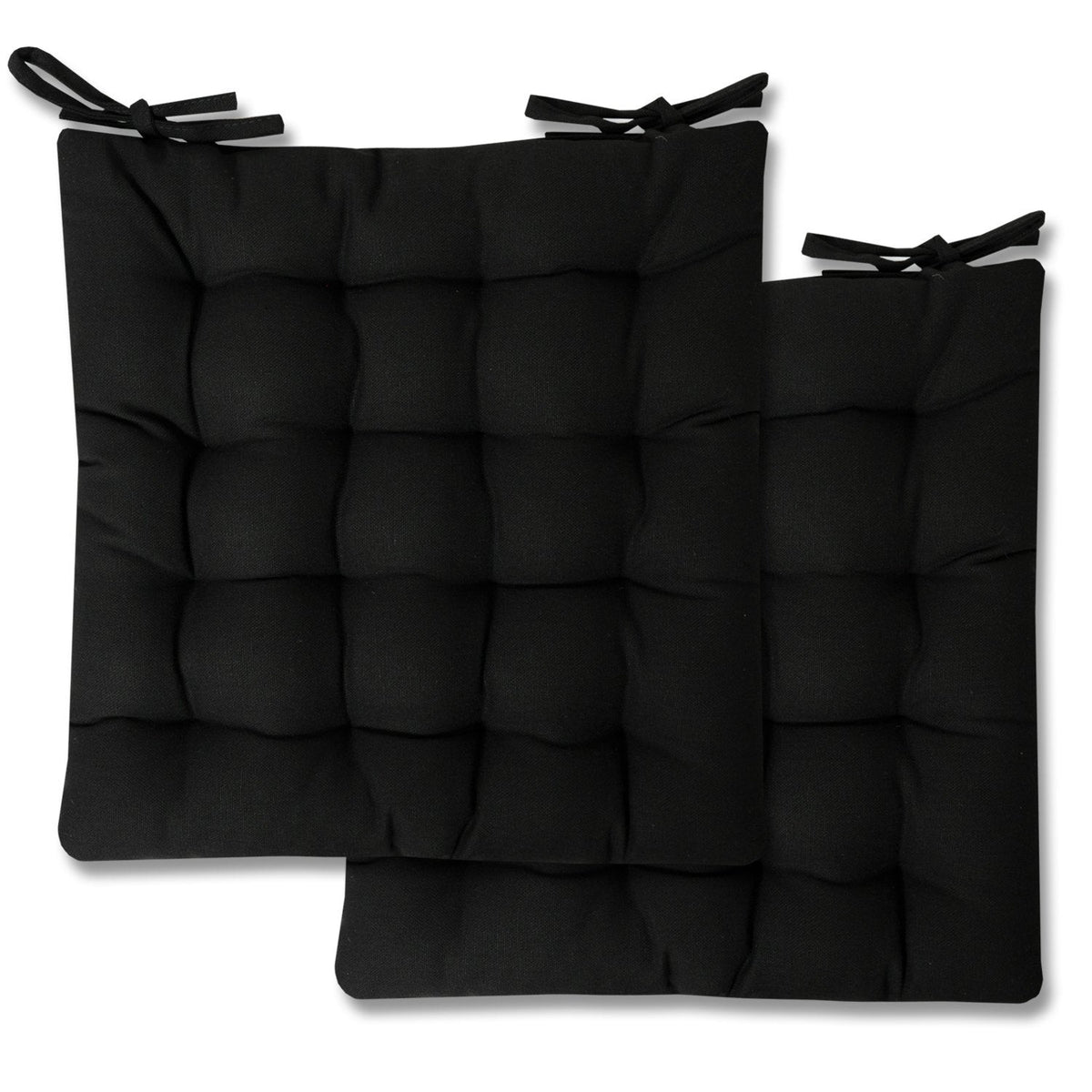 Tufted Chair Cushion Set 16 By 16 Black 2-Pack