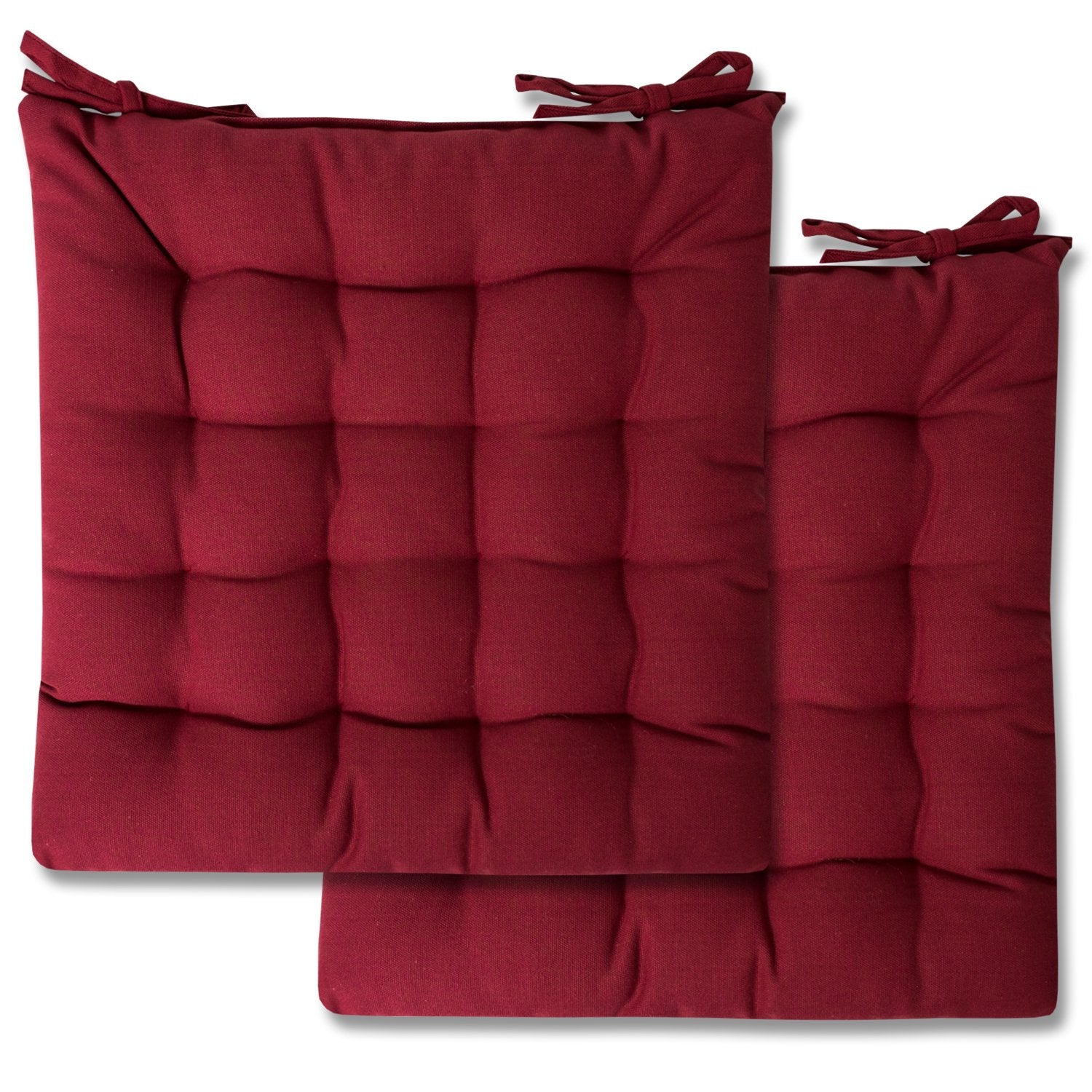 Tufted Chair Cushion Set 16 By 16 Burgundy 2-Pack