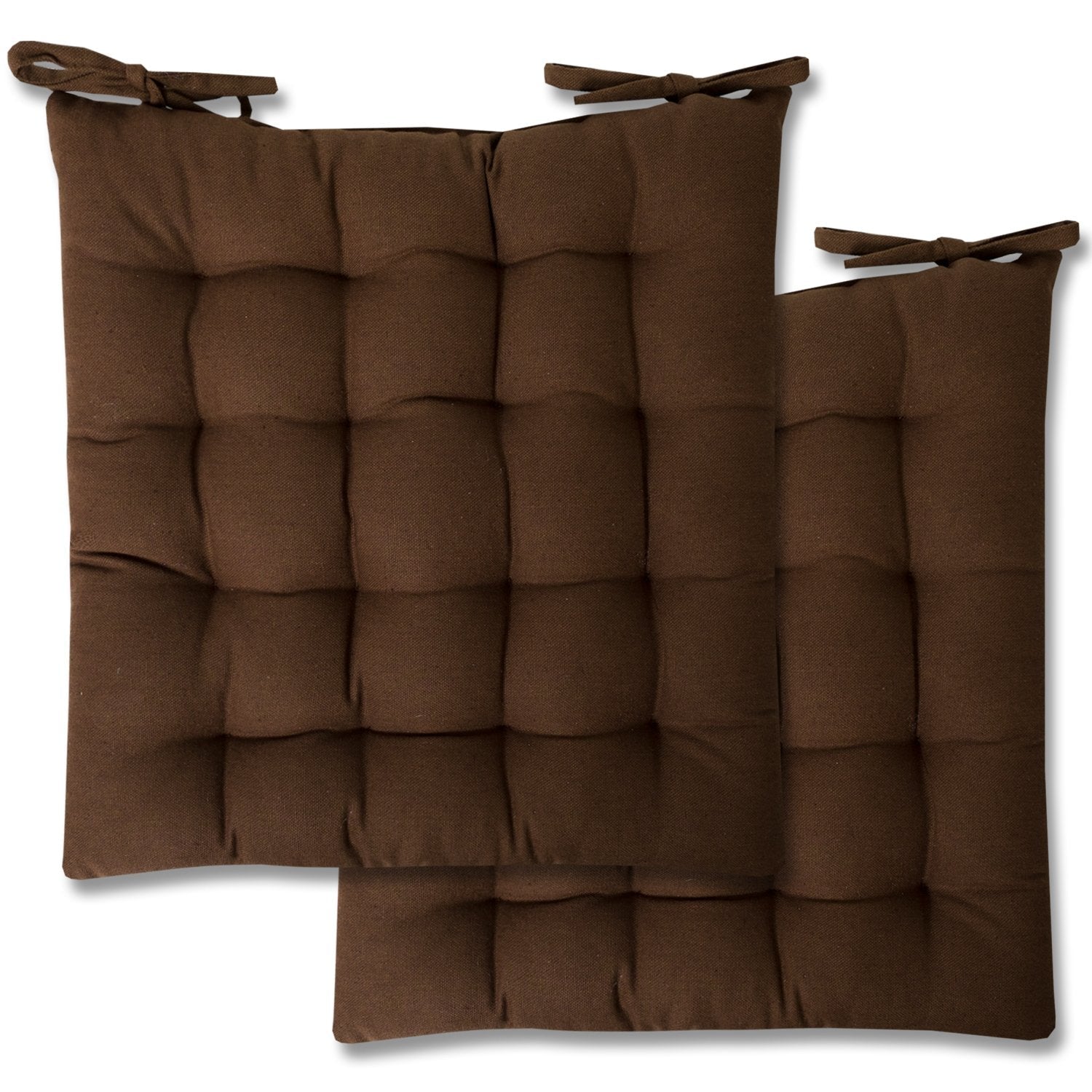Tufted Chair Cushion Set 16 By 16 Chocolate 2-Pack
