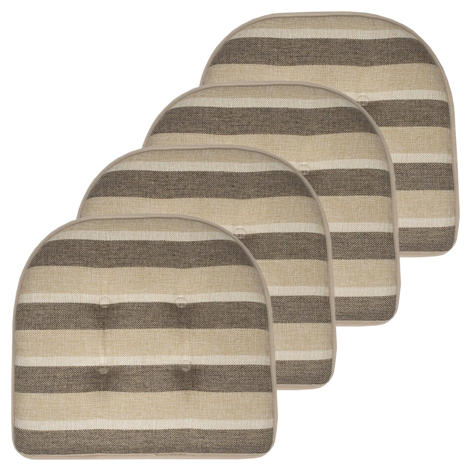 Bradford U-Shape Chair Cushion Set Beige Brown 4-Pack