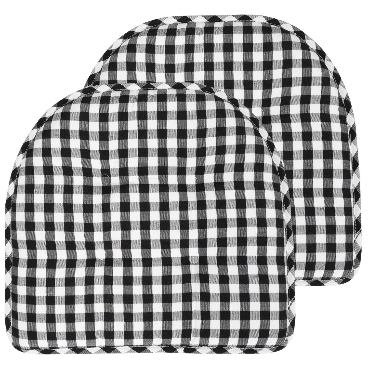 U Shape Chair Cushion Set Checkered Black White 2-Pack