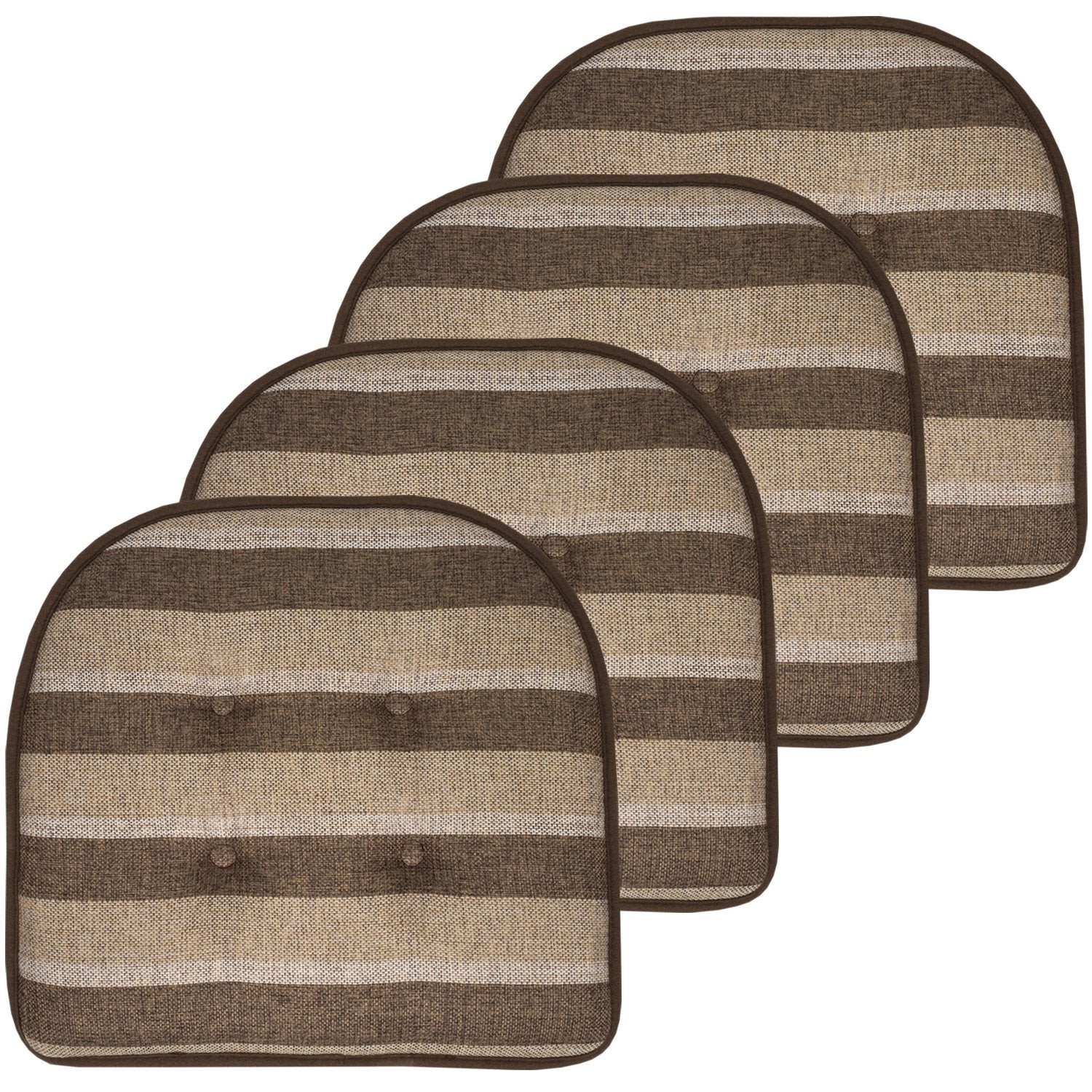 Bradford U-Shape Chair Cushion Set Chocolate Beige 4-Pack