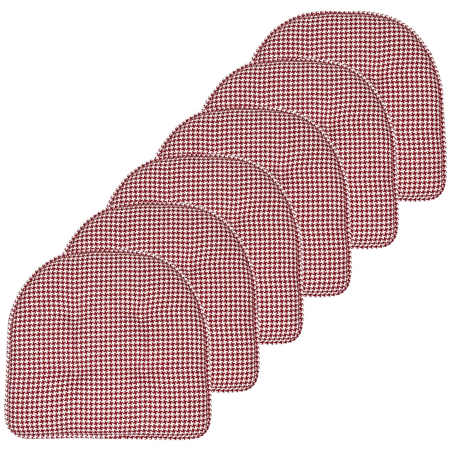 Houndstooth U-Shape Chair Cushion Set Red 6-Pack
