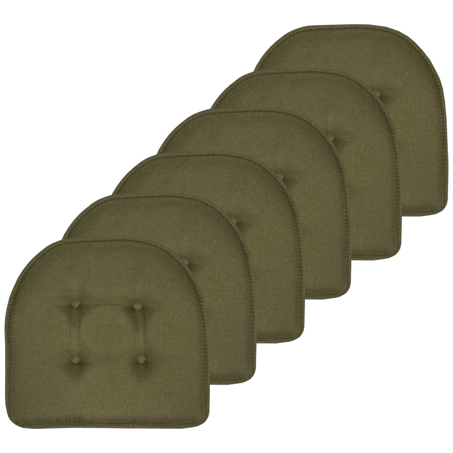 U-Shape Chair Cushion Set Olive 6-Pack