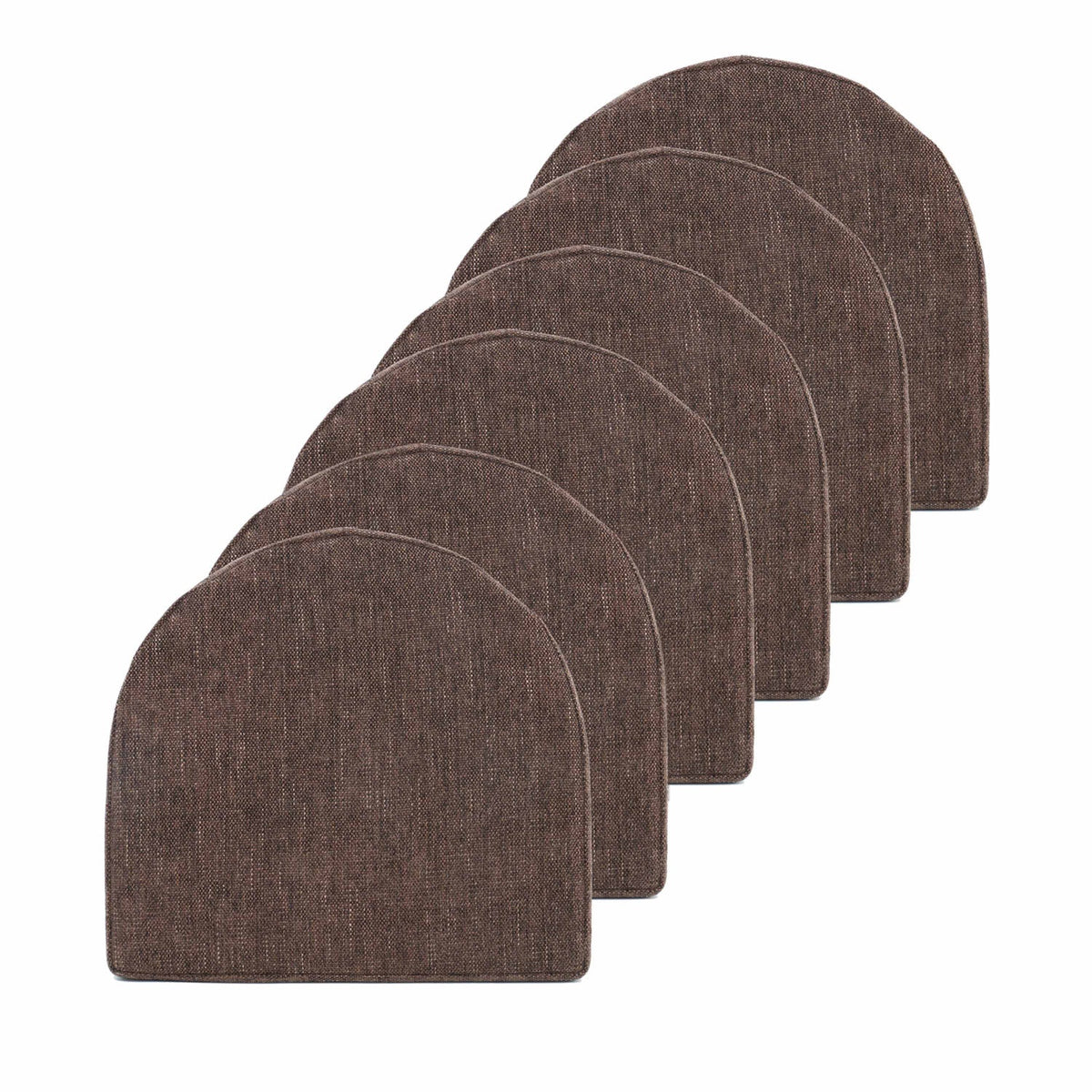 U Shape Molded Chair Cushions With Ties Chocolate 6-Pack - Top