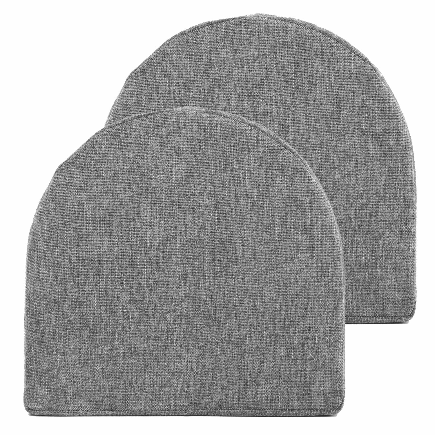 U Shape Molded Chair Cushions With Ties Gray 2-Pack - Top