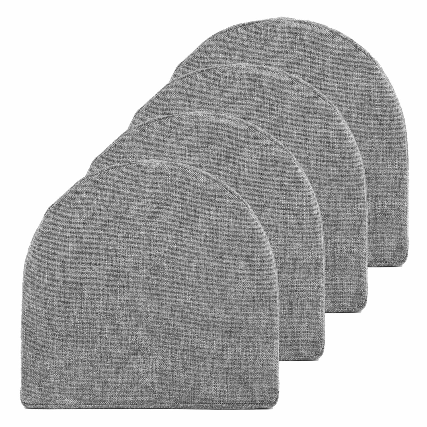 U Shape Molded Chair Cushions With Ties Gray 4-Pack - Top
