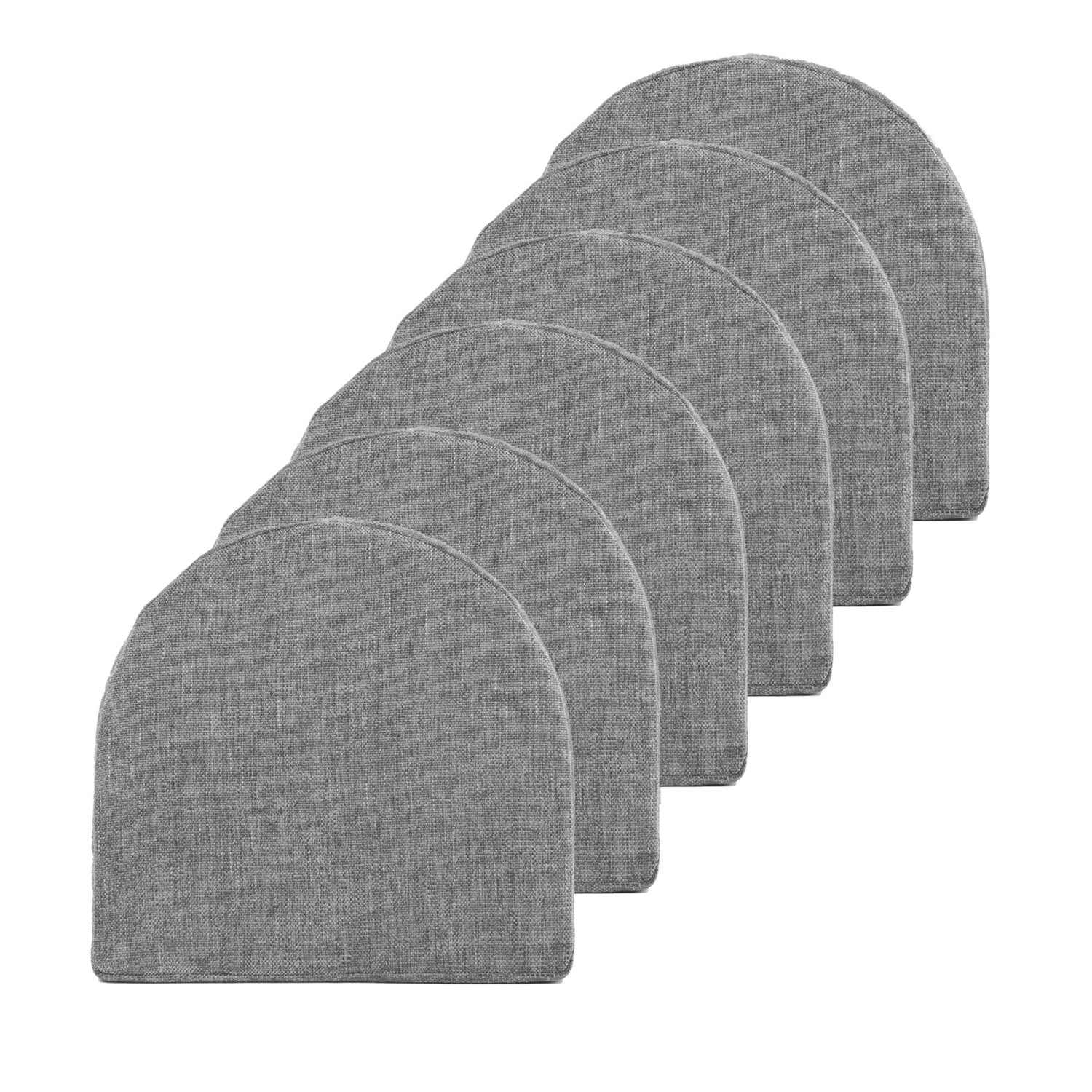 U Shape Molded Chair Cushions With Ties Gray 6-Pack - Top
