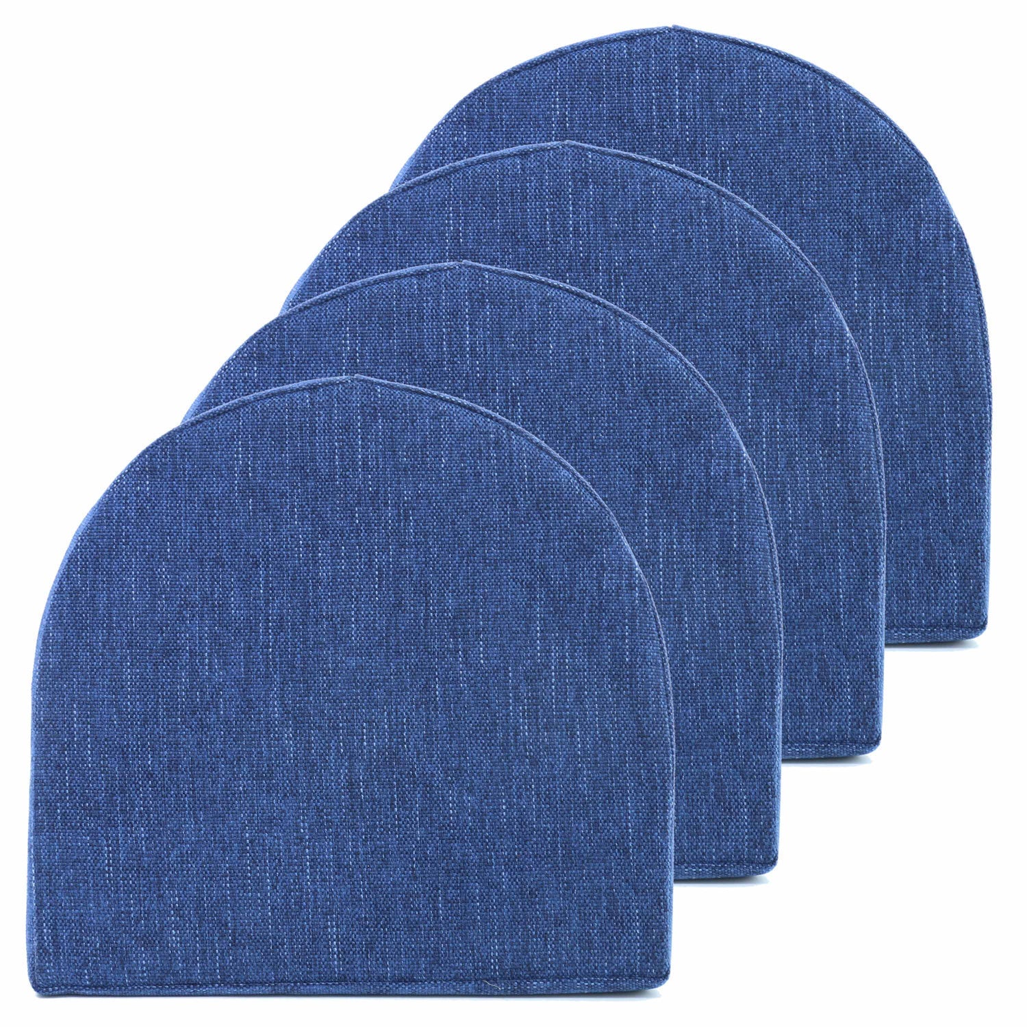 U Shape Molded Chair Cushions With Ties Navy 4-Pack - Top