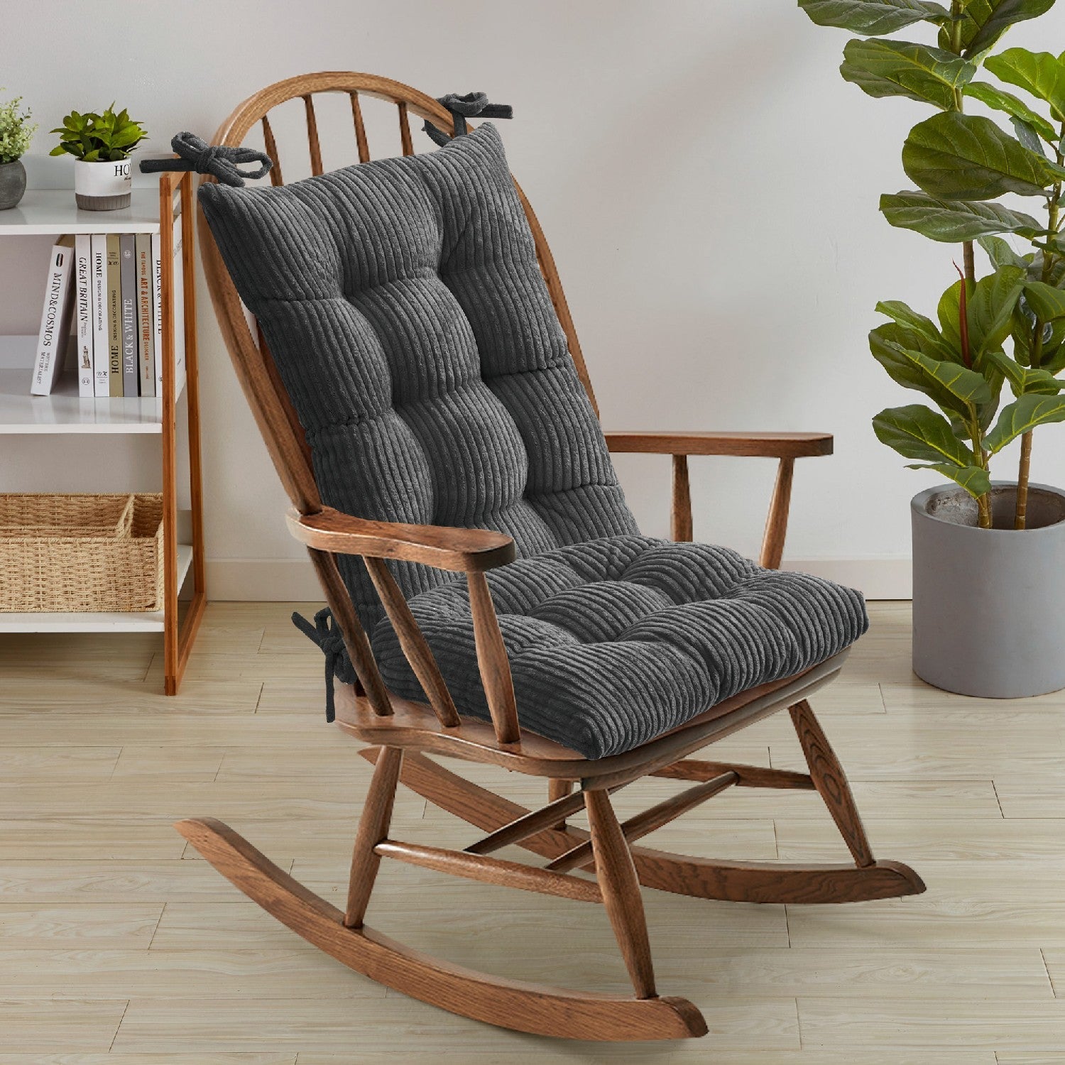 Velvet 2-Piece Rocking Chair Cushion Set Gray